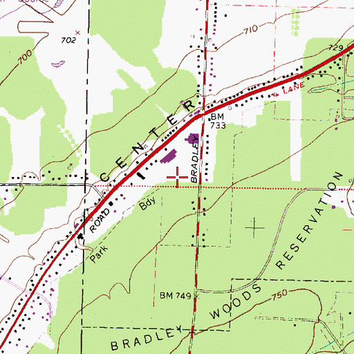Topographic Map of Bradley Acres, OH