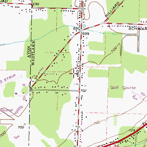 Topographic Map of Bel Aire Estates, OH