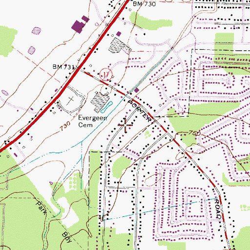 Topographic Map of Porter Road Tracks, OH