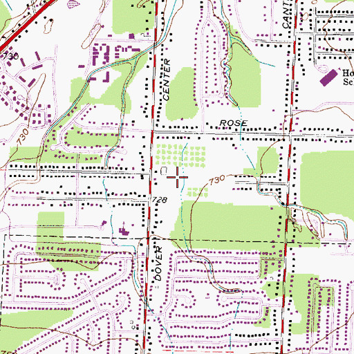 Topographic Map of Courtland Meadows, OH