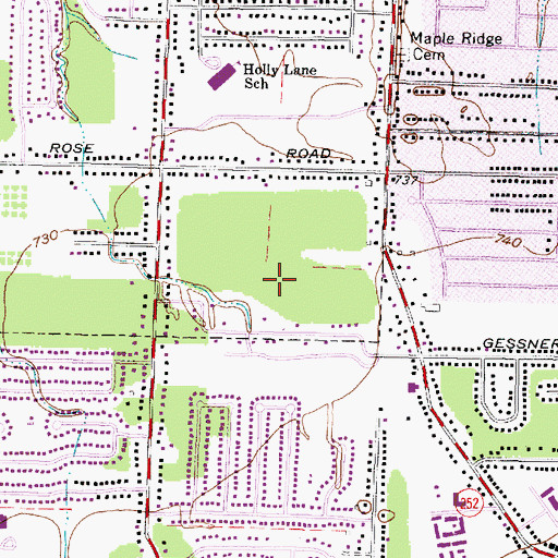 Topographic Map of Rosewood Estates, OH