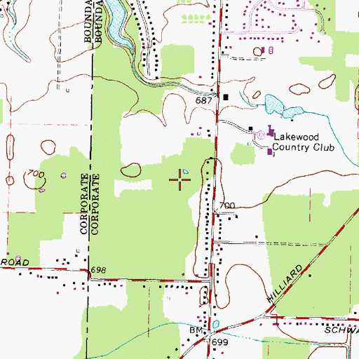 Topographic Map of Country Club Estates, OH