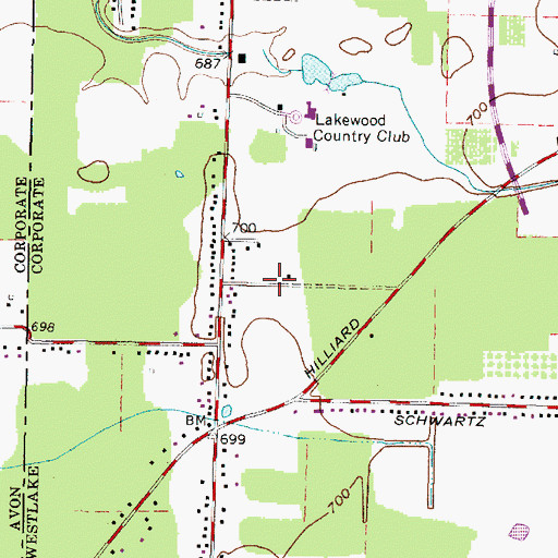 Topographic Map of Royal Woods, OH