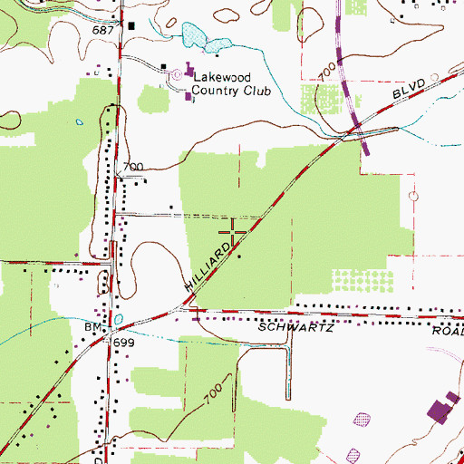 Topographic Map of Saint Ives, OH