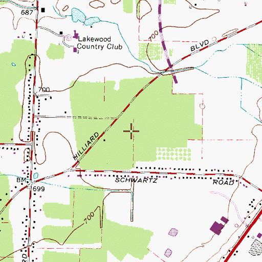 Topographic Map of Chairmans Rowe, OH