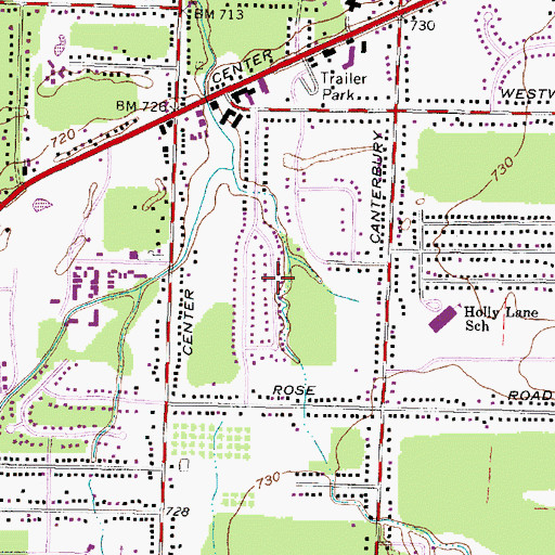 Topographic Map of Doverwood Estates, OH