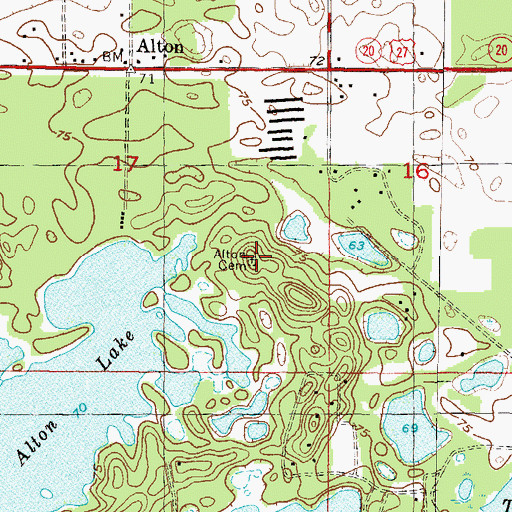 Topographic Map of Alton Cemetery, FL