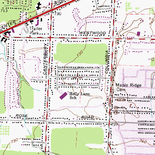 Topographic Map of Canterbury Estates, OH