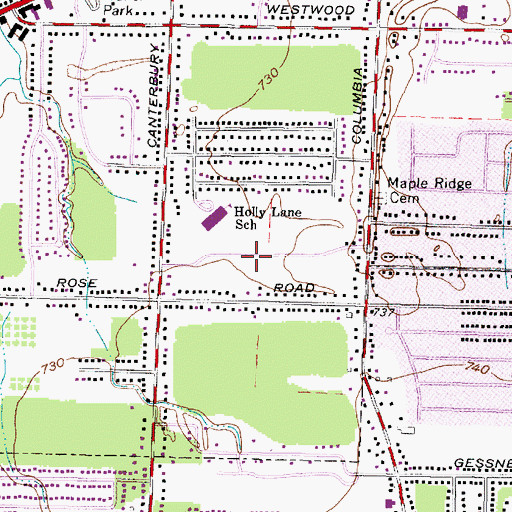 Topographic Map of Rustic Woods, OH