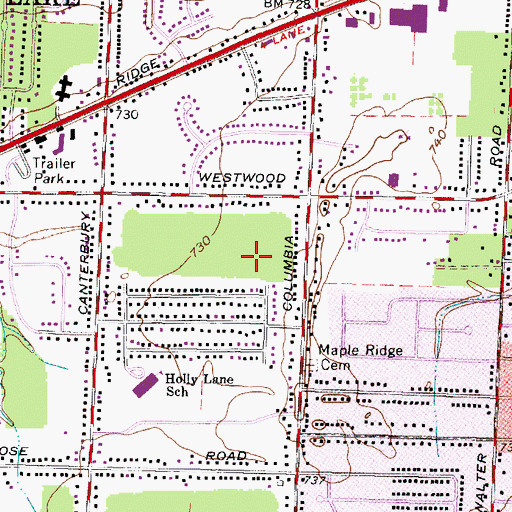 Topographic Map of Kerrington Estates, OH