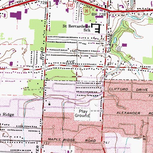 Topographic Map of Stonehedge, OH