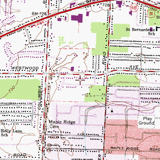 Topographic Map of Westwood Acres, OH