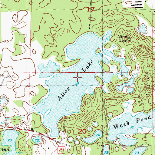 Topographic Map of Alton Lake, FL