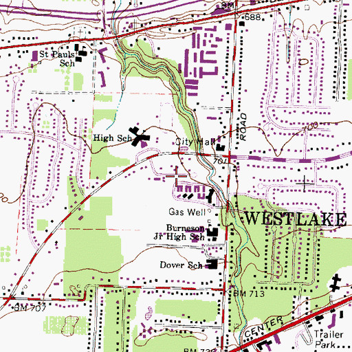 Topographic Map of Royal Forest, OH