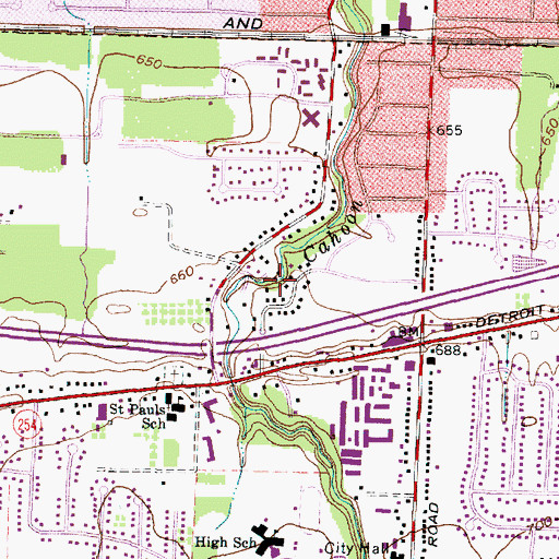 Topographic Map of Creekwood Meadows, OH