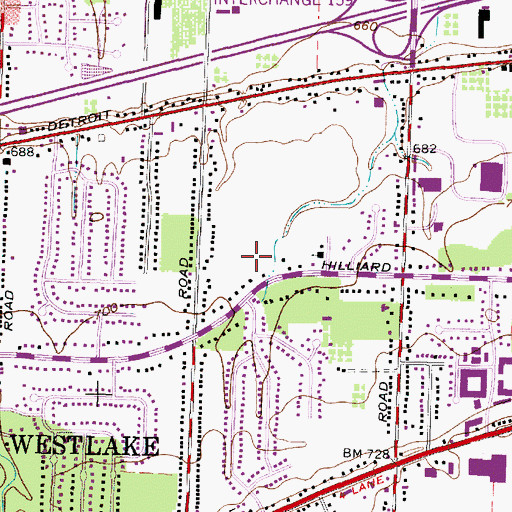 Topographic Map of Balmoral, OH