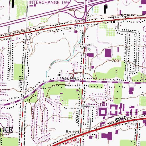 Topographic Map of Queens Court, OH