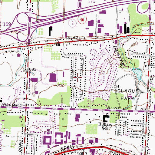 Topographic Map of Westhill Estates, OH