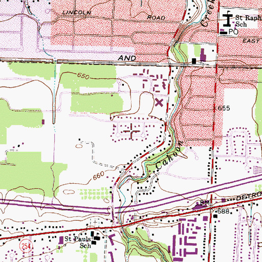 Topographic Map of Woods Of Westlake, OH