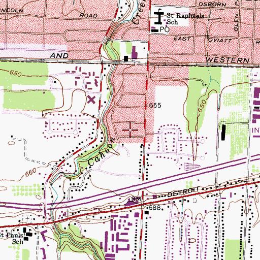 Topographic Map of Dover Bay Estates, OH