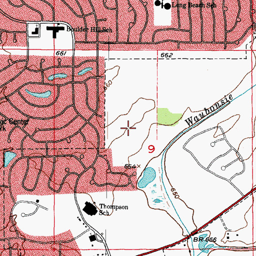 Topographic Map of Ponds At Mill Race Creek, IL