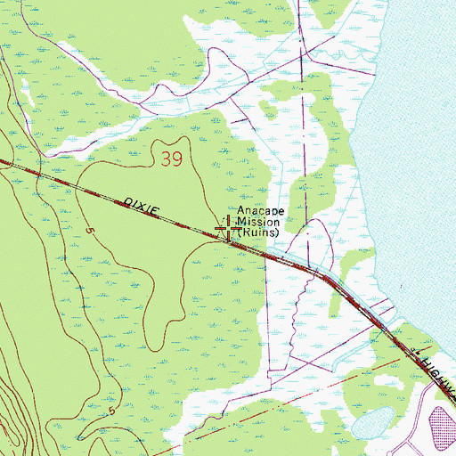 Topographic Map of Anacape Mission, FL