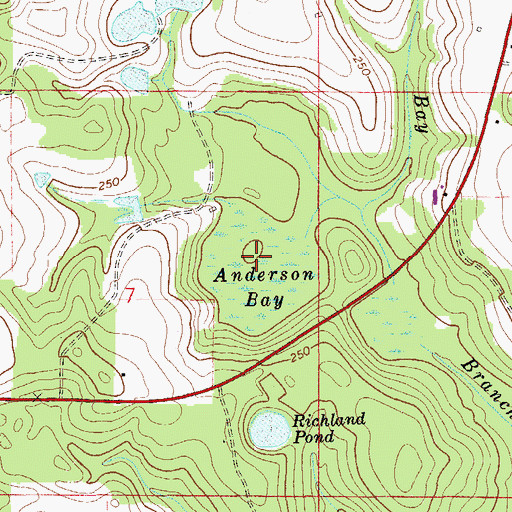 Topographic Map of Anderson Bay, FL