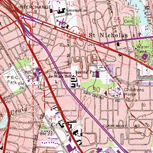Topographic Map of Anderson Junior High School, FL