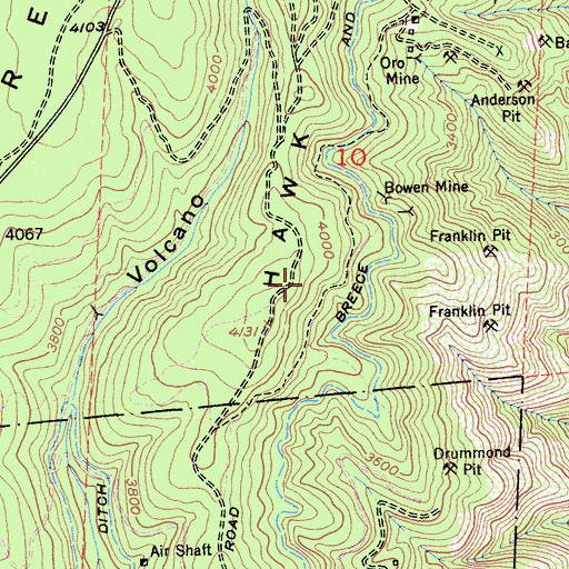 Topographic Map of Chicken Hawk Ridge, CA