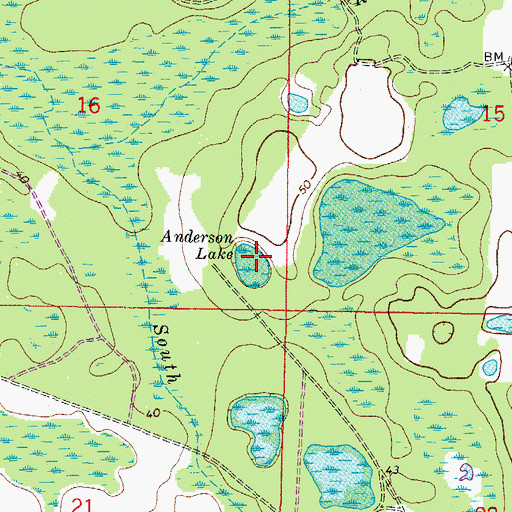 Topographic Map of Anderson Lake, FL