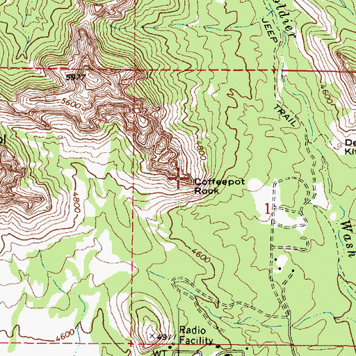 Topographic Map of Coffeepot Rock, AZ