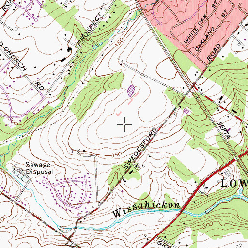 Topographic Map of Gwynedd Wildlife Preserve, PA