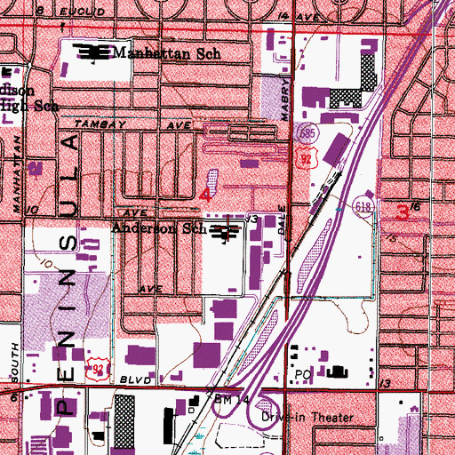 Topographic Map of Anderson Elementary School, FL
