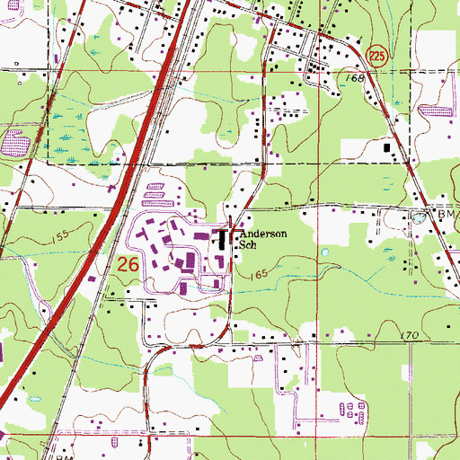 Topographic Map of Anderson School, FL