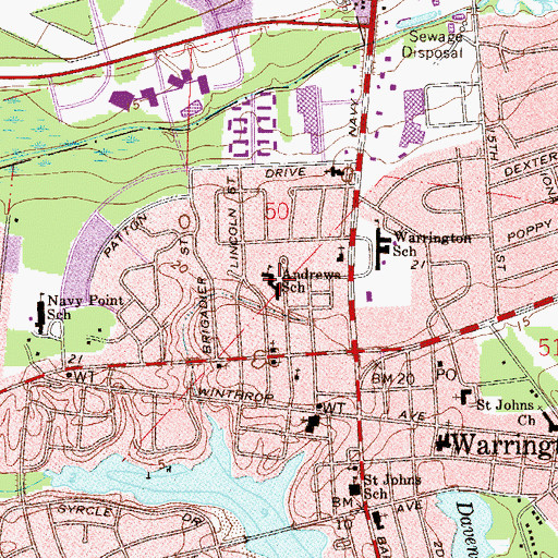 Topographic Map of Anderson School, FL