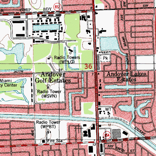 Topographic Map of Andover Golf Estates, FL