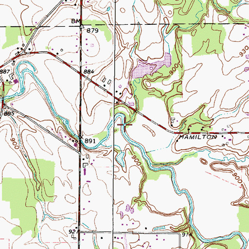 Topographic Map of Gravel Creek, OH