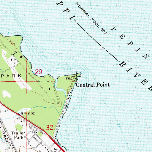 Topographic Map of Central Point, MN