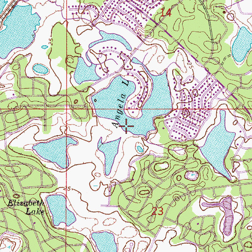 Topographic Map of Angela Lake, FL