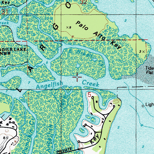 Topographic Map of Angelfish Creek, FL