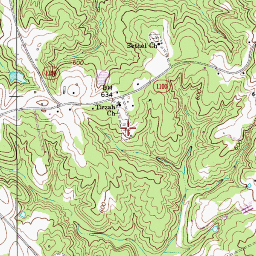 Topographic Map of Tirzah Presbyterian Church Cemetery, NC