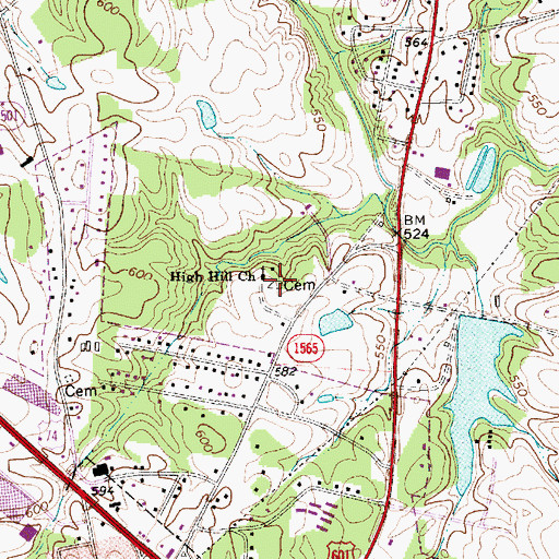 Topographic Map of High Hill Church Cemetery, NC