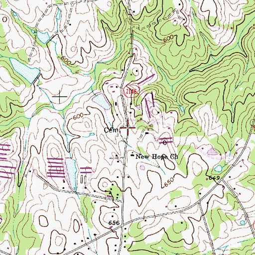 Topographic Map of New Hope Cemetery, NC