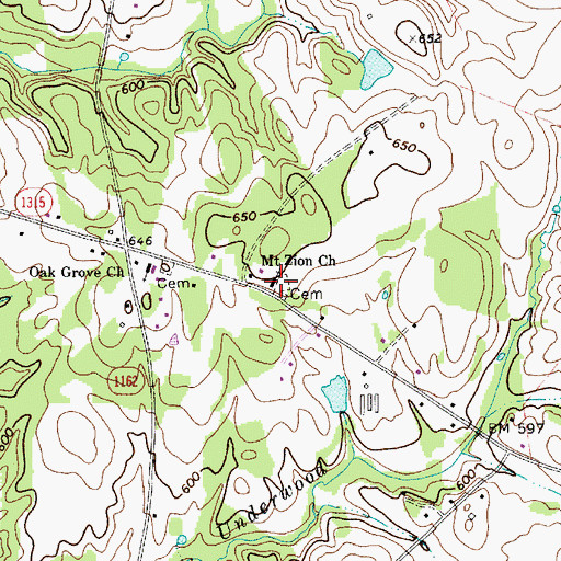 Topographic Map of Mount Zion Church Cemetery, NC