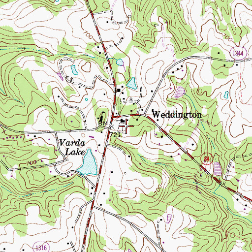 Topographic Map of Weddington United Methodist Church Cemetery, NC