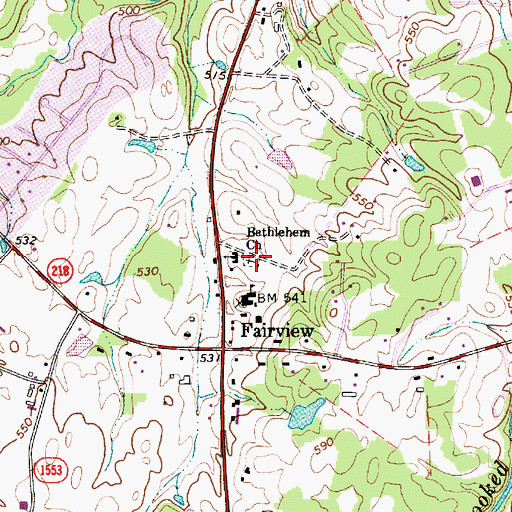 Topographic Map of Bethlehem Presbyterian Church Cemetery, NC
