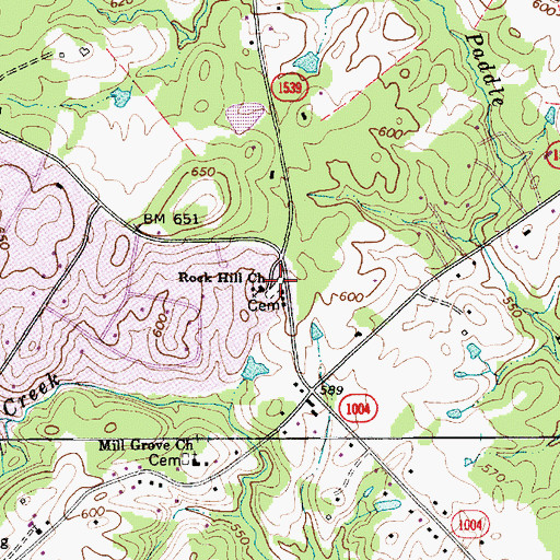 Topographic Map of Rock Hill Church Cemetery, NC
