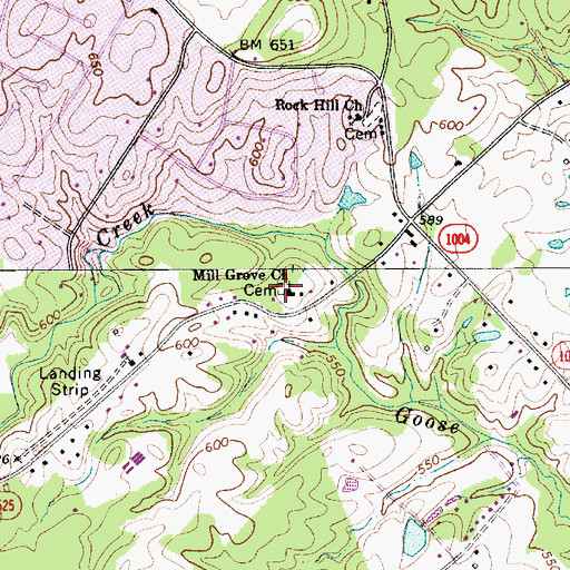 Topographic Map of Mill Grove Church Cemetery, NC