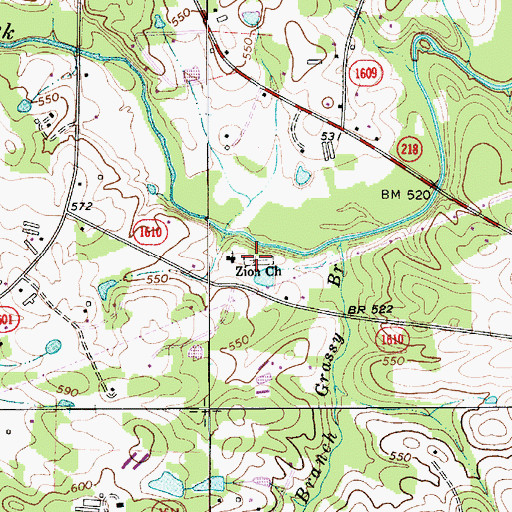 Topographic Map of Zion Church Cemetery, NC