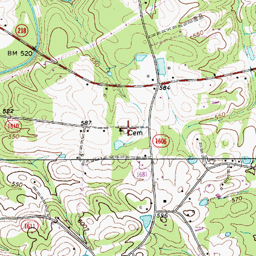 Topographic Map of Rocky River Church Cemetery, NC